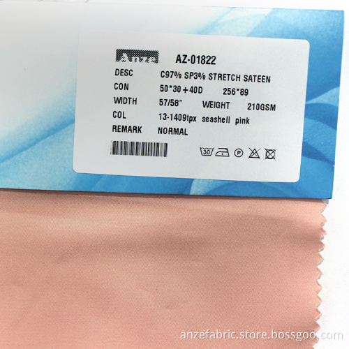 Liquid Ammonia Finished Cotton Woven Sateen Fabric
